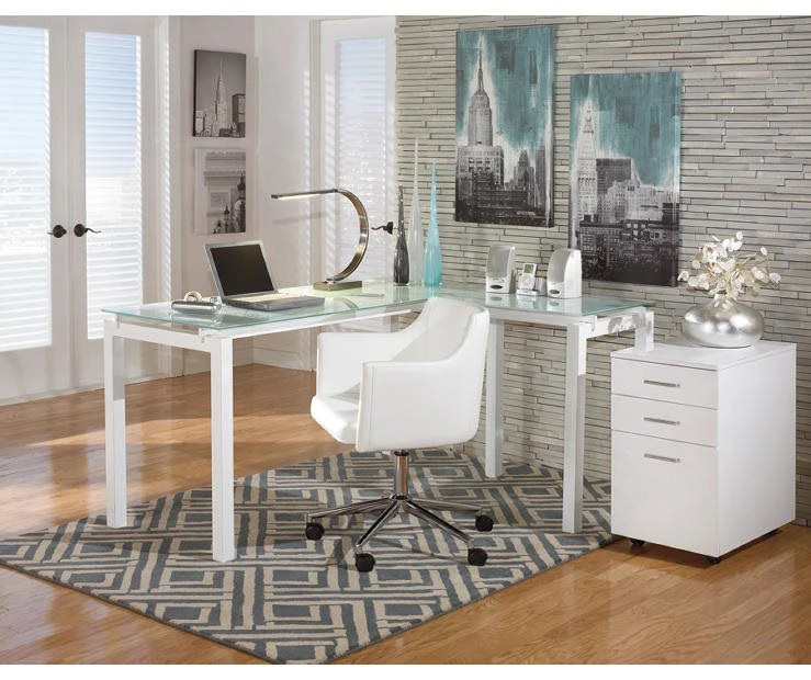 Baraga White L-Shaped Corner Desk 3 Baraga White L-Shaped Corner Desk - Image 3