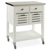 Laurie White Steel Top Kitchen Cart With Drawers
