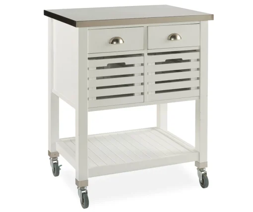 Laurie White Steel Top Kitchen Cart With Drawers 8 Laurie White Steel Top Kitchen Cart With Drawers -Biglots Sales 810389514 1
