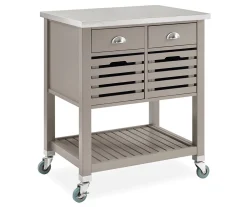 Laurie Gray Steel Top Kitchen Cart With Drawers