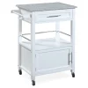 White Granite Top Kitchen Cart With Storage