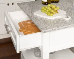 White Granite Top Kitchen Cart With Storage -Biglots Sales 810389518 3