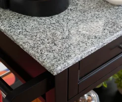 Ree Black Granite Top Kitchen Cart With Storage -Biglots Sales 810389519 A8 7