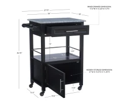 Ree Black Granite Top Kitchen Cart With Storage -Biglots Sales 810389519 D8 10