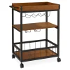 Luke Industrial Kitchen Cart With Wine Storage