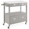 Gray Steel Top Kitchen Cart With Drawers