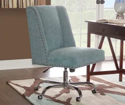 Aqua Square Back Office Chair With Nailhead Trim -Biglots Sales 810389622 4