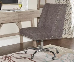 Charcoal Gray Square Back Office Chair With Nailhead Trim -Biglots Sales 810389623 1