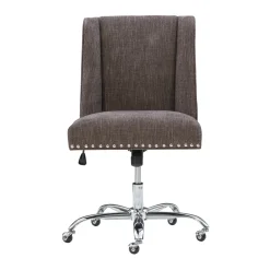 Charcoal Gray Square Back Office Chair With Nailhead Trim