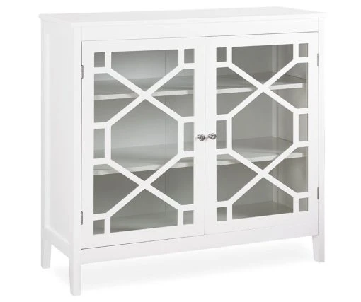 Ava White Geometric 2-Door Cabinet -Biglots Sales 810389656 1