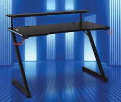 Black LED Gaming Desk With Riser -Biglots Sales 810499569 11