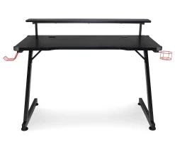 Black LED Gaming Desk With Riser