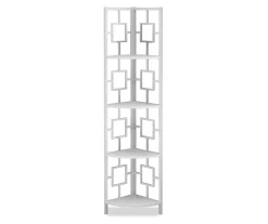 White Square 4-Shelf Corner Bookcase