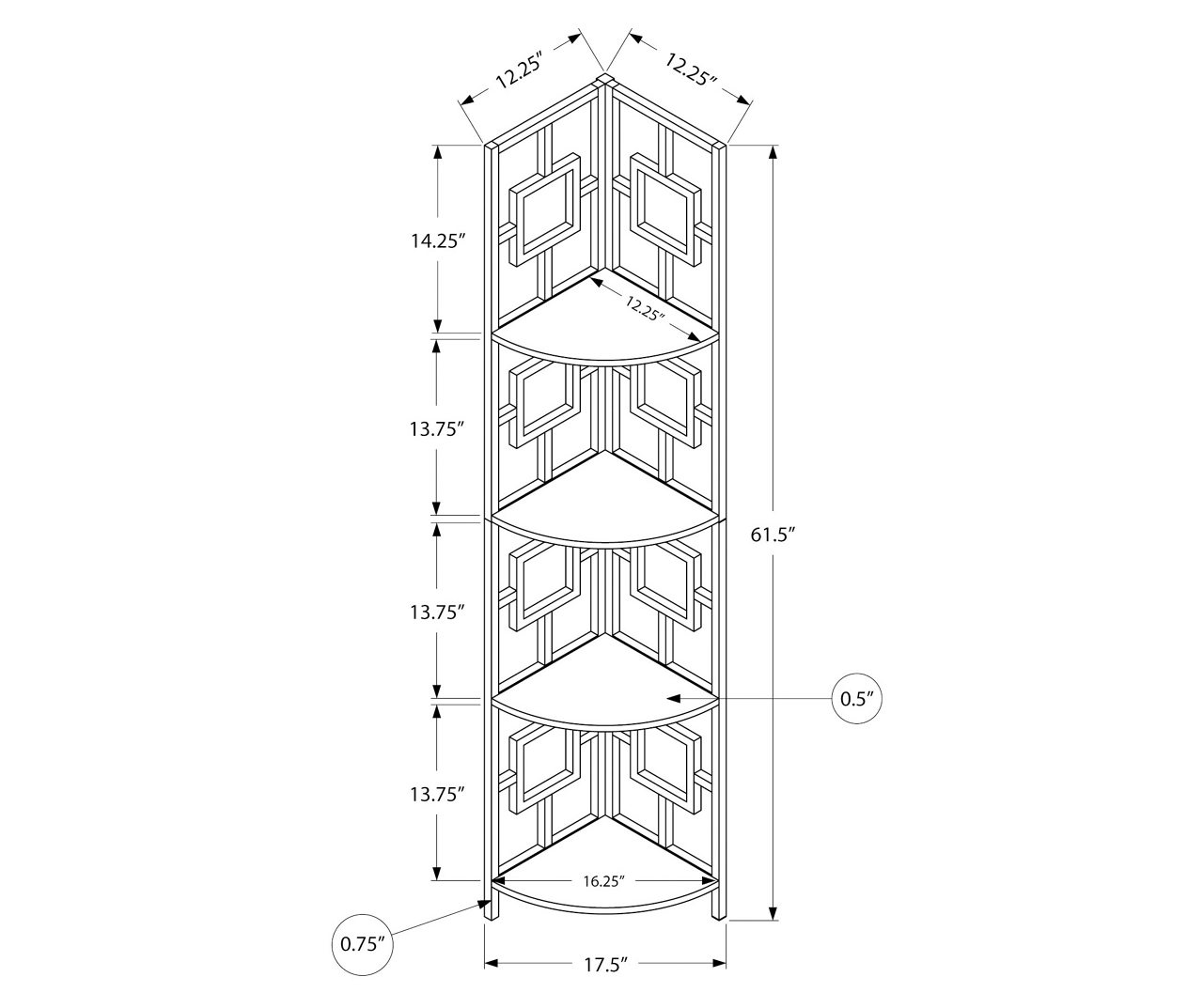 Espresso Square 4-Shelf Corner Bookcase 3 Espresso Square 4-Shelf Corner Bookcase - Image 3