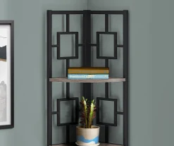 Dark Taupe Square 4-Shelf Corner Bookcase -Biglots Sales 810512904 4