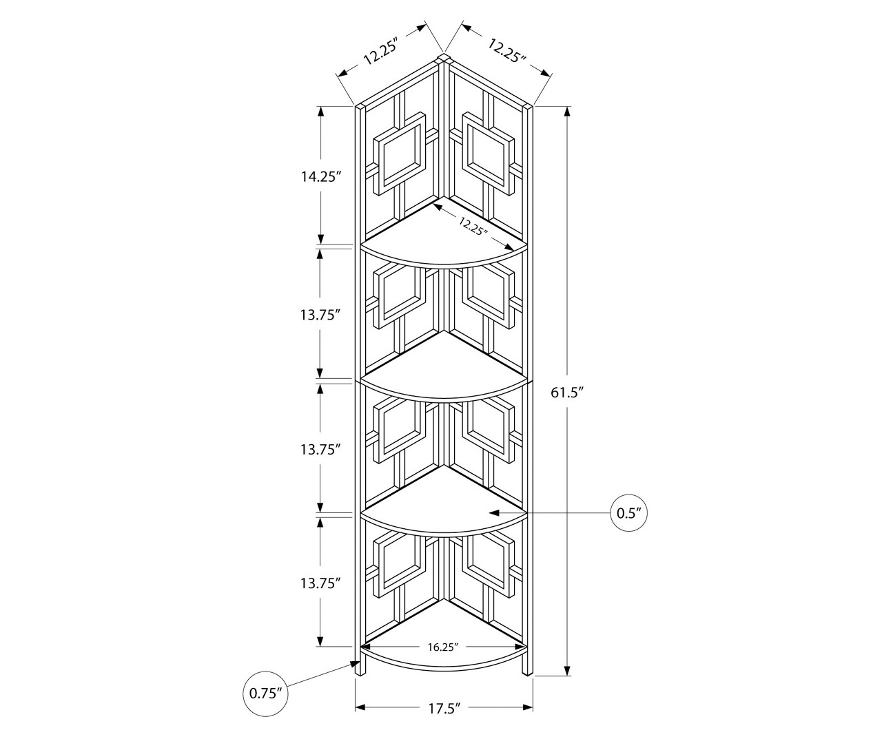 Black Square 4-Shelf Corner Bookcase 3 Black Square 4-Shelf Corner Bookcase - Image 3