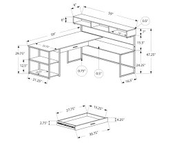 Monarch L-Shaped Corner Desk With Hutch -Biglots Sales 810512935 3