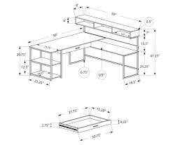 Dark Taupe & Black L-Shaped Corner Desk -Biglots Sales 810512936 3