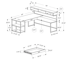 Monarch L-Shaped Corner Desk With Hutch -Biglots Sales 810512937 3