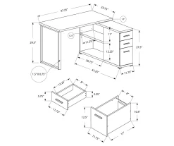 Gray Reversible L-Shaped Corner Desk -Biglots Sales 810512938 3