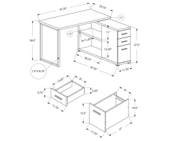 Dark Taupe Reversible L-Shaped Corner Desk 7 Dark Taupe Reversible L-Shaped Corner Desk -Biglots Sales 810512939 3