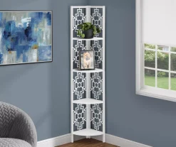 Monarch Geometric 4-Shelf Corner Bookcase -Biglots Sales 810512945 1