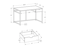 Monarch 42" Single Drawer Computer Desk -Biglots Sales 810512974 11