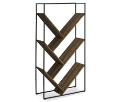 Brown 5-Shelf Slanted Bookcase