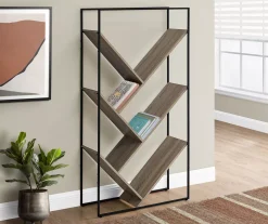 Dark Taupe 5-Shelf Slanted Bookcase 6 Dark Taupe 5-Shelf Slanted Bookcase -Biglots Sales 810512986 1