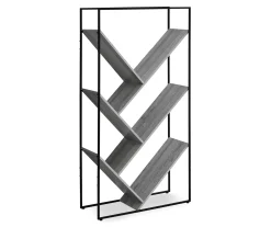 Gray 5-Shelf Slanted Bookcase