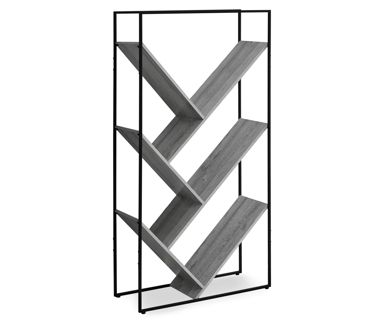Gray 5-Shelf Slanted Bookcase 1 Gray 5-Shelf Slanted Bookcase
