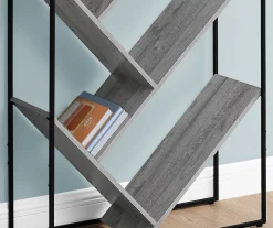 Gray 5-Shelf Slanted Bookcase 8 Gray 5-Shelf Slanted Bookcase -Biglots Sales 810512987 4