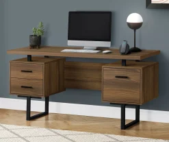 60" Walnut Woodgrain & Black Floating Desk -Biglots Sales 810527324 1