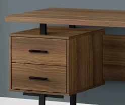 60" Walnut Woodgrain & Black Floating Desk -Biglots Sales 810527324 3