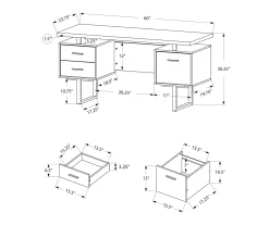 60" Walnut Woodgrain & Black Floating Desk -Biglots Sales 810527324 5