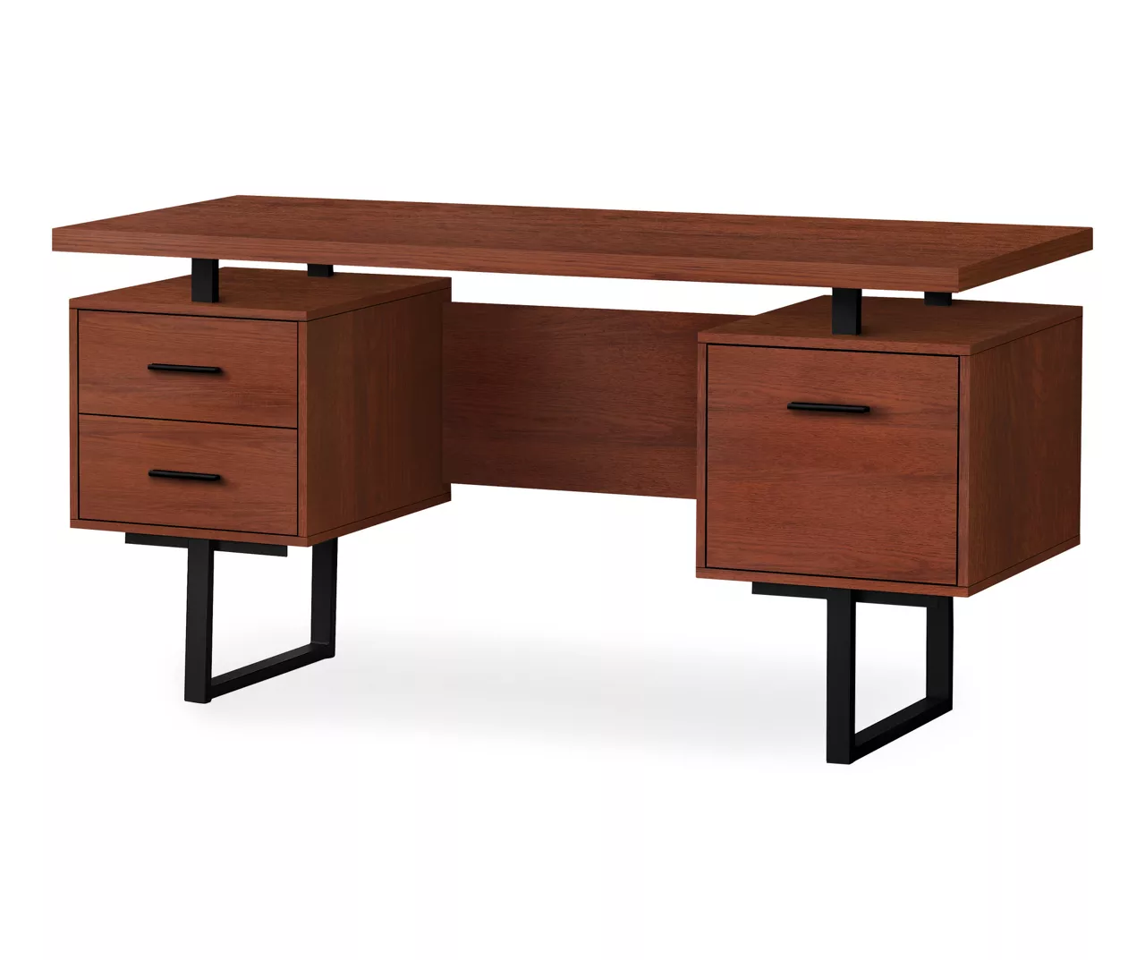 60" Cherry Woodgrain & Black Floating Desk 1 60" Cherry Woodgrain & Black Floating Desk