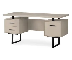 60" Taupe & Black Floating Desk