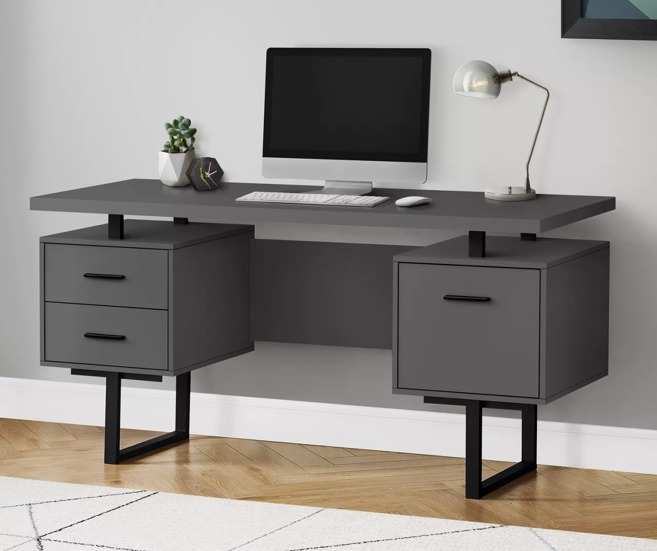 60" Gray & Black Floating Desk 2 60" Gray & Black Floating Desk - Image 2
