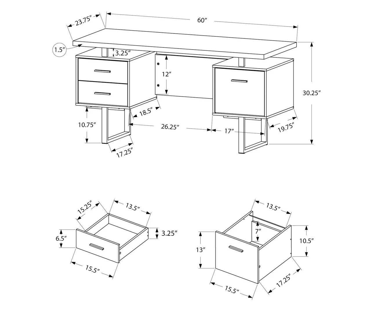 60" Gray & Black Floating Desk 5 60" Gray & Black Floating Desk - Image 5