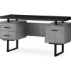 60" Concrete Gray & Black Floating Desk