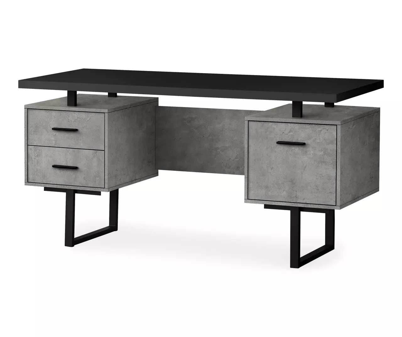 60" Concrete Gray & Black Floating Desk 1 60" Concrete Gray & Black Floating Desk