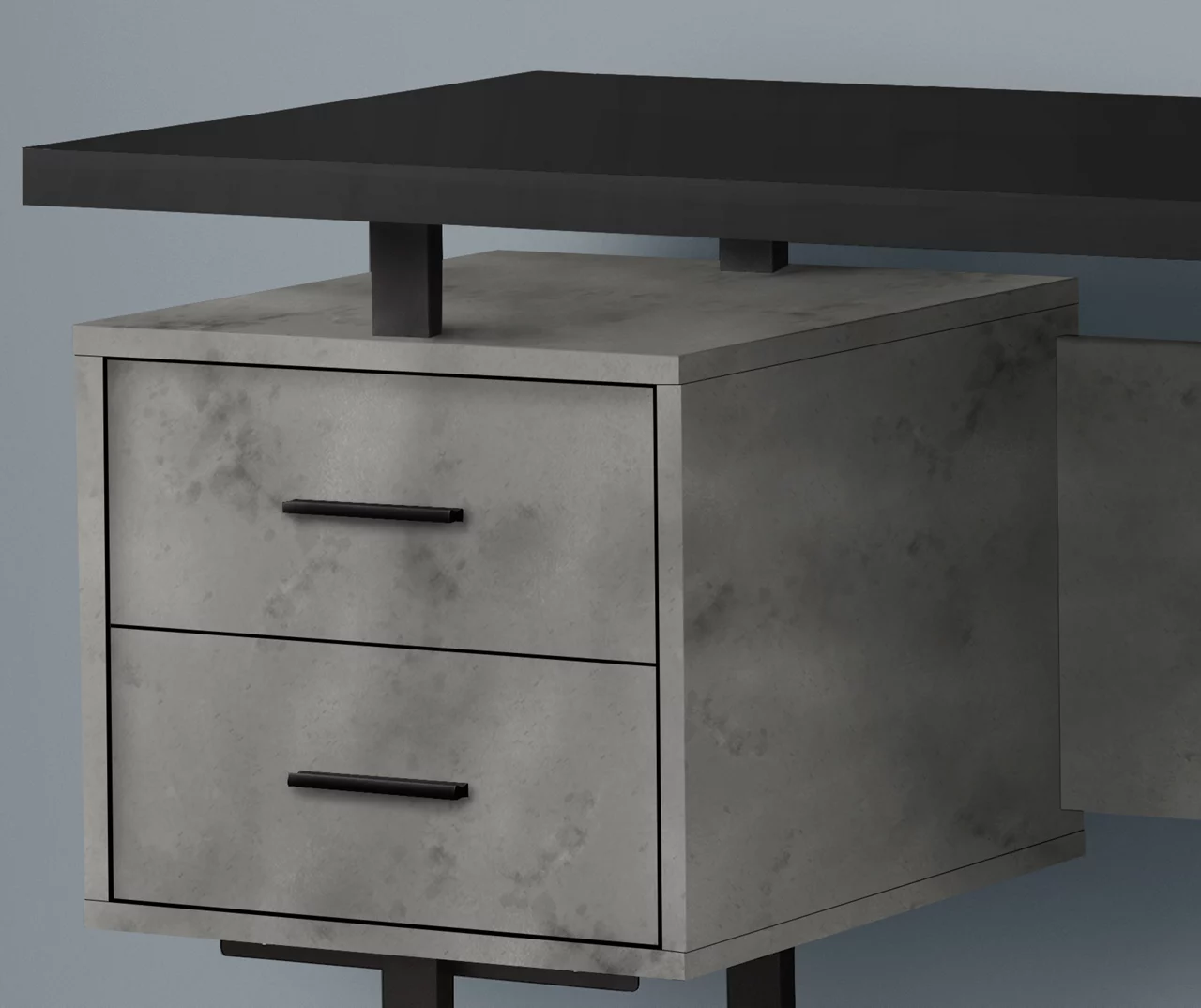 60" Concrete Gray & Black Floating Desk 3 60" Concrete Gray & Black Floating Desk - Image 3