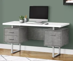 60" Concrete Gray & White Floating Desk 6 60" Concrete Gray & White Floating Desk -Biglots Sales 810527330 1