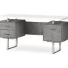 60" Concrete Gray & White Floating Desk