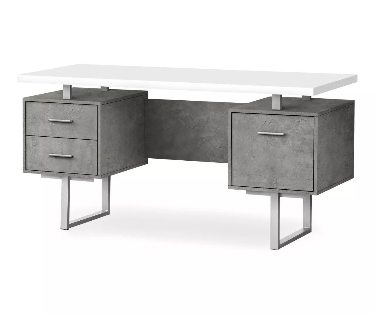 60" Concrete Gray & White Floating Desk 1 60" Concrete Gray & White Floating Desk