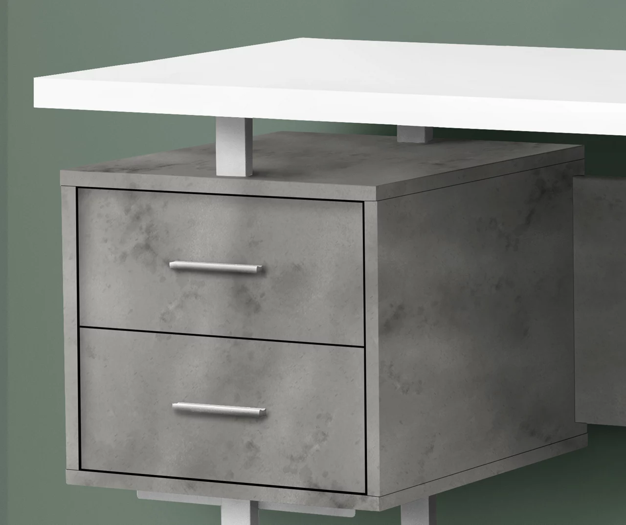 60" Concrete Gray & White Floating Desk 3 60" Concrete Gray & White Floating Desk - Image 3