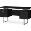 60" Black & Silver Floating Desk
