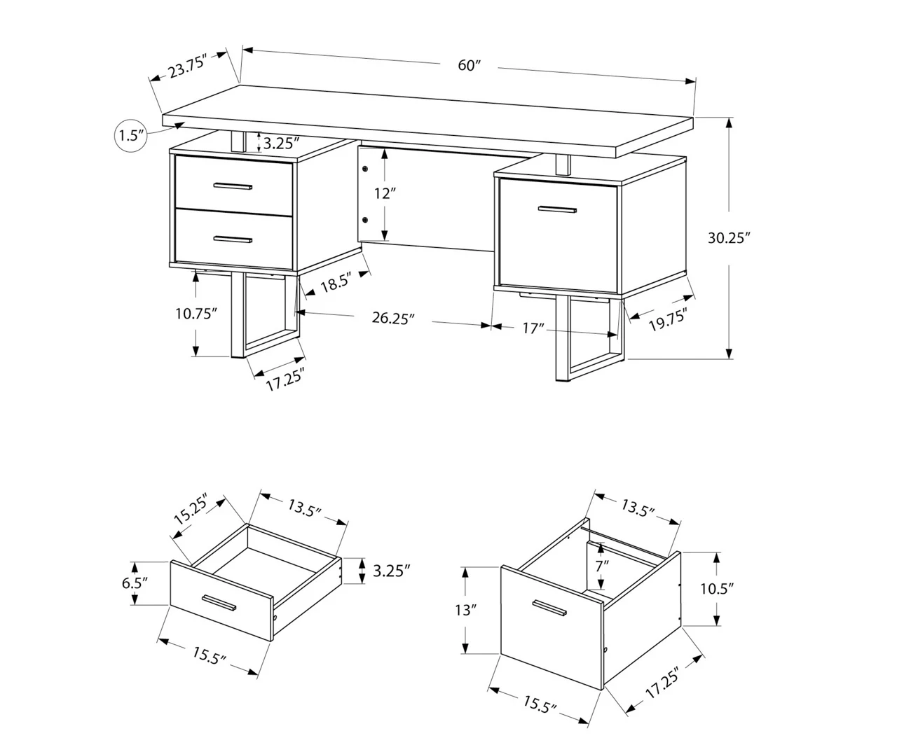 60" Black & Silver Floating Desk 5 60" Black & Silver Floating Desk - Image 5