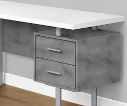 Faux Concrete & White 3-Drawer L-Shaped Corner Desk -Biglots Sales 810527349 3