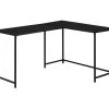 Black Metal L-Shaped Corner Desk